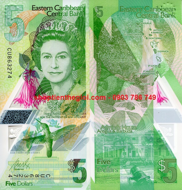 Caribbean 5 Dollar 2021 UNC Polyme - SP006094